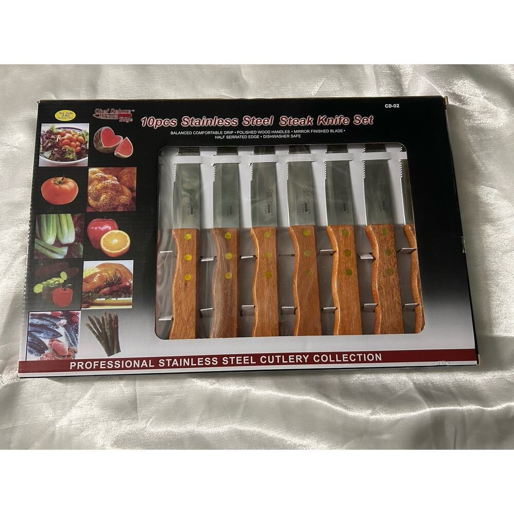 Chef Deluxe 10pc Stainless Steel Steak Knife Set Kitchen Knife